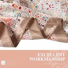 35 Inches Silk Head Scarf-Satin Hair Scarves Silk Bandana Scarf Headscarf For Women's Fashion Scarveshalloween - 大花腰果 - 棕色 - 查看 6