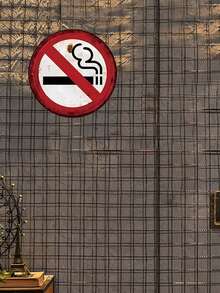 1pc Round Metal Warning Tin Sign, No Smoking Tin Sign, Wall Art Decor For Yard, Home, Room, Garage, Man Cave, Oil Station, Garden, Cafe, Wall Hanging Plaque, 8x8inch - Multicolor 6 - View 2