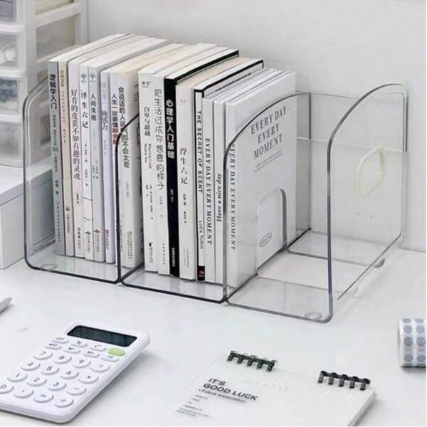 رف عرض كتب شفاف من الأكريليك، رف تخزين كتب مكتبي من الأكريليك الشفاف، رف كتب شفاف، مناسب للمكاتب والمنازل ومتاجر البيع بالتجزئة