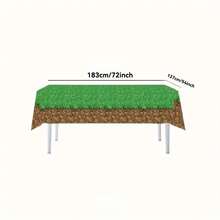قطعة واحدة من قماش غطاء طاولة مستطيل تصميم بكسل قابل للتخلص منه، غطاء طاولة احتفالي، قماش طاولة البكسل الأخضر
