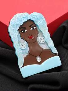 1 cái Trâm cài áo hoạt hình Acrylic chân dung cô gái đeo hoa tai, quà tặng sáng tạo được cá nhân hóa, huy hiệu ghim phụ kiện quần áo - con gái - Xem 14