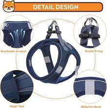 Dog Harness With Leash Set, No-Pull Step-In Reflective Pet Harness With 1 Leash Clips, Adjustable Soft Padded  Dog Vest Small Medium Large Dogs, Cats(Bright Red, XXXSmall)8GGY - 藍色 - 查看 4