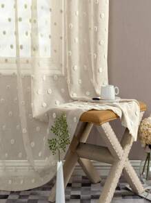 1 Stück französischer Luxus weiß bestickter 3D Flauschkugel Vorhang, vielseitig einsetzbar für Kinderzimmer, Wohnzimmer, Schlafzimmer, Küchen Dekoration