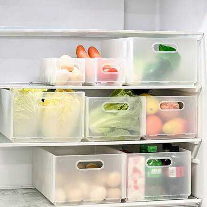 WORTHBUY 1/2/3 صندوق تخزين متعدد الاستخدامات للمطبخ والثلاجة، سلة تخزين بلاستيكية شفافة كبيرة السعة، حاوية تخزين للخضروات والفواكه والأطعمة، صندوق تخزين للخزانة للوجبات الخفيفة والمشروبات والمستلزمات، قابل للطي وللحمل وتوفير المساحة، مناسب للبالغين والطلاب في المنزل والمطبخ والسكن الجامعي والمكتب والنزهات الخارجية