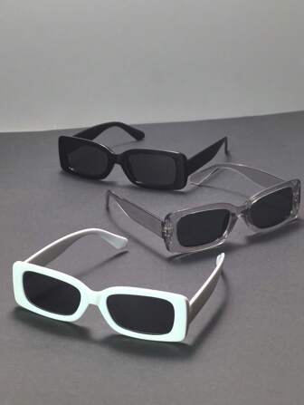 3 件/5 件男士小方框塑料时尚太阳镜，休闲墨镜配饰（情人节礼物）