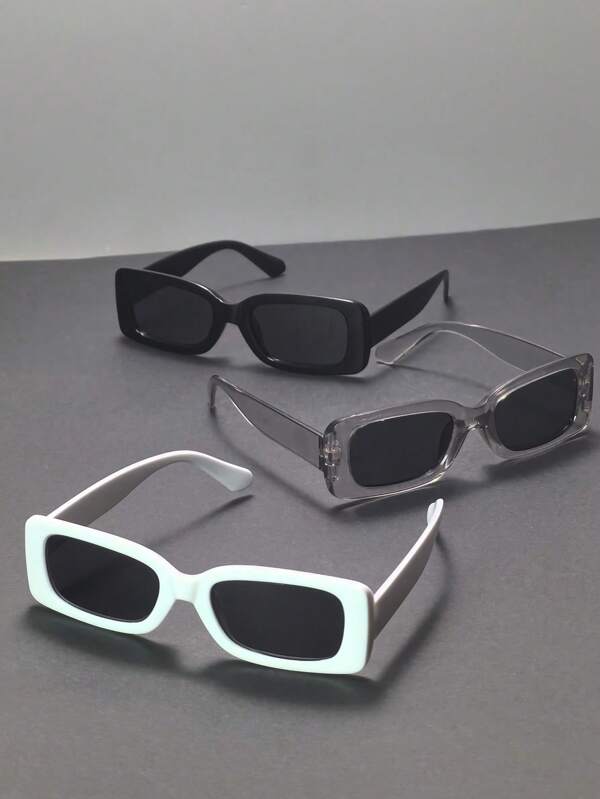 3 pezzi/5 pezzi Occhiali da sole di moda in plastica con montatura quadrata piccola per uomo, accessori casual (regalo di San Valentino)