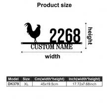 1pc Customizable Metal Rooster Plaque - Family Name Address Sign, Suitable For Home, And Outdoor Decor - Multicolor - View 10