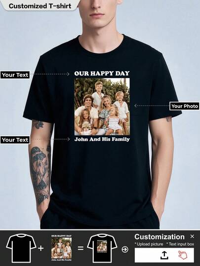 Customized Personalized T-Shirts, Men's Sports T-Shirts, Breathable,Comfortable And Casual,Stylish,Fashion,Gifts For Family,For Birthdays,For Vacation/Holiday,Add Text,And Design Your Own Personalized Printed T-Shirts,Custom T-Shirts.