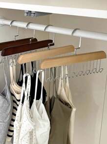 1/2 Pcs Multi-Function Detachable Hanger, Bra Organizer, Heavy Duty Wooden Non-Slip 8 Metal Hooks Closet Storage Rack, Suitable For Camisoles, Swimwear, Bra, Scarf, Tie And Belt, Seamless Drying Rack, Spring, Minimalist, Summer Tops, Pet Summer Clothes Hanger