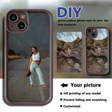 1 pieza Funda de teléfono DIY a prueba de golpes de TPU negro personalizable, adecuada para 16 15 14 13 12 11 Plus Pro Max Pro, se puede usar como regalo del Día de la Madre, Día del Padre, Boda, Cumpleaños u Ocasión Festiva para Familia/Amigos/Parejas/Seres Queridos