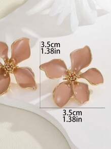 1 Pair Oil Drip Flower Stud Earrings, Elegant Women's Versatile Earrings For Vacation, Festivals