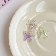 10/20/30 piezas Mezcla de colores aleatorios - Cuentas de estrella de mar chapadas en colores cambiantes - Pequeños aditamentos marinos brillantes y transparentes con agujeros pasantes para manualidades de joyería, cadenas de teléfono, pulseras y llaveros, proyectos de cuentas, diseño de cuentas iridiscentes, material de cuentas duradero