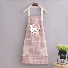 Sanrio 1 Stück Sanrio Cartoon KT Katze Schürze, tragbar, Haushalt, Küche, Reinigungs-Schutz, wasserdicht, ölsicher, verdickte Gurtbänder, Restaurantpersonal, abriebfest, Taille