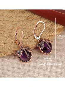 Boho Style Dragonfly Pendant & Synthetic Gemstone Earrings - Fashionable Jewelry And Travel Souvenir
