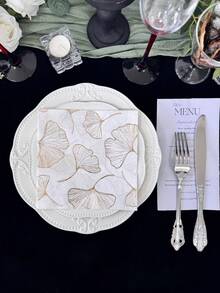 16 chiếc/bộ, Khăn ăn lá bạch quả dùng một lần bằng giấy bạc vàng 13x13 inch, In ấn cho đám cưới, trang trí tiệc trà sinh nhật, nhà hàng, khách sạn, quán cà phê cho khách, trang trí nhà cửa, đồ dùng cho tiệc, làm từ bột gỗ nguyên chất - Nhiều màu - Xem 13