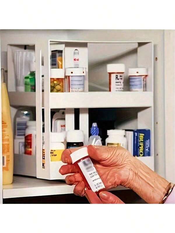 2-Tier Rotating Spice Rack - Large Capacity Kitchen Storage Organizer, Suitable For Countertop And Cabinet, Durable Plastic Condiment Shelf For Spices And Essentials