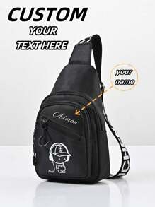 Customized Chest Bag, Can Be Printed With Personalized Name Or Holiday Greetings. Create A Unique Crossbody Bag. Cute Cartoon, Fashionable And Versatile, Casual And Versatile Headphone Printed Waist Bag, Lightweight Coin Purse, Can Store Names, Letters, Lucky Numbers, Etc. Very Suitable For Teenagers To Go To School And Daily Travel. Can Be Used As Birthday Gifts, Friends Gifts, Daughter Gifts, Souvenir Bags, Christmas Gifts, New Year Gifts.