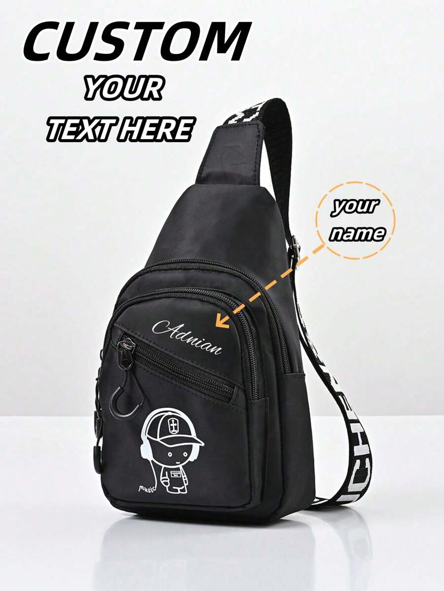 Customized Chest Bag, Can Be Printed With Personalized Name Or Holiday Greetings. Create A Unique Crossbody Bag. Cute Cartoon, Fashionable And Versatile, Casual And Versatile Headphone Printed Waist Bag, Lightweight Coin Purse, Can Store Names, Letters, Lucky Numbers, Etc. Very Suitable For Teenagers To Go To School And Daily Travel. Can Be Used As Birthday Gifts, Friends Gifts, Daughter Gifts, Souvenir Bags, Christmas Gifts, New Year Gifts.