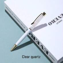 1 pièce Stylo à bille en cristal d'améthyste naturelle authentique et non traitée - Pierre brute unique, écriture fluide, parfait pour les fournitures scolaires des étudiants et les cadeaux d'affaires de bureau - Matériau authentique et non traité