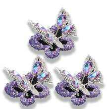 3pcs Sparkling Acrylic Butterfly Charms With Crystal Rhinestones & Flexible Wings - Perfect For DIY Jewelry, Phone Pendants & Crafts, For Return School