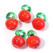 Set de 5 piezas de colgantes de vidrio hechos a mano con formas de verduras y frutas, con estilos múltiples que incluyen sandía y calabaza, accesorios de decoración casual y bonita apropiados para hacer pulseras, collares, aretes y joyería - Multicolor - Ver 19