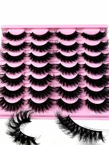 LYBCG Wholesale Bulk 14Pairs Faux Mink Lashes 5D Fluffy False Eyelashes Thick Volume Dramatic Halloween Cosplay Manga Cat Eye Lashes Long Strip Wispy Lashes Pack - 黑色 - 查看 6