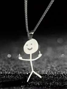 1pc Unisex Fashion Funny Graffiti Middle Finger Pendant Necklace, Stainless Steel, Casual, Hip Hop Style, Valentine's Day Gift - Multicolor - View 5