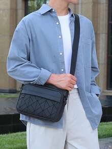 1pc Men's Nylon Casual Shoulder Bag, Large Capacity Crossbody Bag, PU Leather Messenger Bag, Phone Pouch, 2025 Summer New Small Crossbody Bag Camera Bag