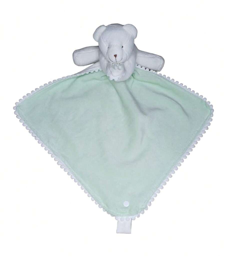 Soft Plush Anti-Allergic Extra Soft Blanket With Pacifier Holder 28x28 Cm 100% Cotton - Green Clingy - View 1