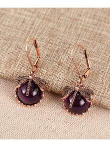 Boho Style Dragonfly Pendant & Synthetic Gemstone Earrings - Fashionable Jewelry And Travel Souvenir