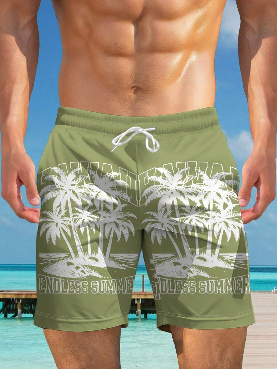 Men's 3D Print Shorts, Fashionable Casual Appearance, Luxurious Touch, Drawstring Waist, Perfect Choice For Summer Outing - Multicolor - View 1