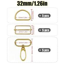 15pcs/Set 15-38mm Mixed Color Metal Belt Buckle Set, D-Ring Buckle, Rectangular Sliding Adjustment Buckle, Rotating Hook Buckle For DIY Pet Collars Handbags And Sewing Crafts - Multicolor - View 24