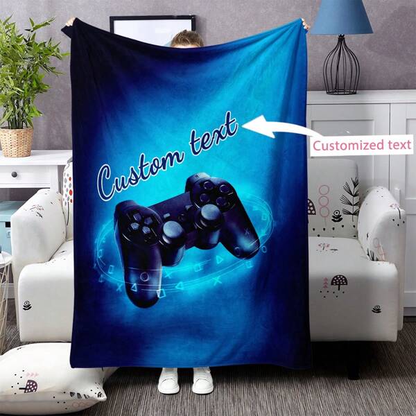 1 cobertor de flanela macio com estampa digital e controle de jogo personalizado, adequado para quarto, sala de estar, sofá, escritório, viagem, melhor presente
