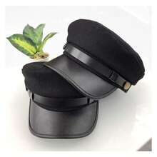 Black Chauffeur Hat Flat Top Premium Doorman Newsboy Driver Costume Hat For Men Women Daily Wear Travel Theme Party - Multicolor - View 8