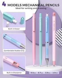 Four Candies 36PCS Aesthetic School Supplies, Mechanical Pencil Set 0.5mm, 0.7mm, 0.9mm & 2.0mm With 624 Lead Refills, Back To School Supplies Writing & Drawing, Stationary Set (Blue) - Purple - View 7