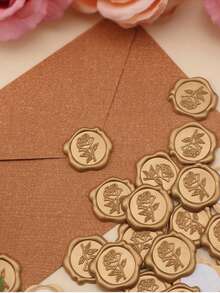 10/30/50/100 Wax Seal Stickers, Wedding Invitation Envelope Seal Stickers, Self- Adhesive Antique Gold Stickers, Perfect For Invitation, Envelopes, Gift Wrapping, Party, Christmas - Bronze - View 2