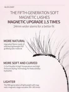 MLEN DIARY Mlen日记磁性假睫毛套装，10.5-12mm可重复使用假睫毛，无需眼线，升级版3D双磁性假睫毛，便携式无胶睫毛簇，打造自然轻盈妆容（樱花睫毛） - 自然纖長款 - 查看 3