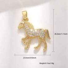 Collar con colgante de caballo de cobre con efecto de goteo de aceite, colgante de joyería de animales como perro globo, leopardo, elefante con circonita, accesorios de joyería de lujo DIY, regalo para novio, novia, mejor amigo