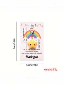 1pc/2pcs/5pcs Cute Smiling Face And Star Hugging Thank You Card Keychain, Suitable For Teachers, Friends, Birthdays, As Well As Thanksgiving, Back To School Occasions Car Accessories Goth Y2k