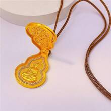 1 pièce Collier vintage à la mode de style chinois avec pendentif en céramique émaillée en forme de calebasse creuse