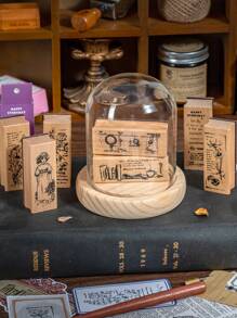 1pc Fine Pattern Brown Wooden Stamp, Small Fresh Flower Plant Pattern Creative Design Wooden Stamp For Notebook Scrapbook Decoration Greeting Card Decoration, Gift For Friends School Supplies,Back To School