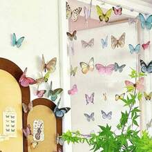 46pcs Set Hanging Butterfly Garland Kit DIY Ceiling Butterfly Set DIY Butterfly Curtain Material Simulation Butterfly Pendant Ornaments Bohemian Style Artificial Flower Door Curtains Floating Butterfly Wall Hanging Backdrop Photography For Themed Wedding Birthday Room Layout