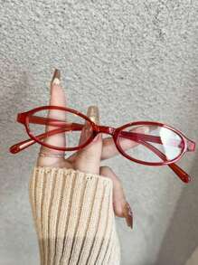 1 件女士时尚优雅椭圆形眼镜框，轻巧便携，精致展现独特风格 - 無色 - 查看 4