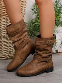 2025 Herbst/Winter Neuankömmling Flache Damen Knöchel Stiefel, modische vielseitige Stiefel bis zur Wade, Lässig Outdoor Damen Stiefel, minimalistische Pendler Damenschuhe, Western Stil Damenstiefel, Studenten Knöchel Stiefel, Winter Damenschuhe - braun - Übersicht 3