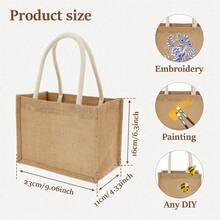 6/12Pcs Small Tote Bag With Handles - Blank Canvas For Wedding, Beach, DIY Gift - 棕色 - 查看 2