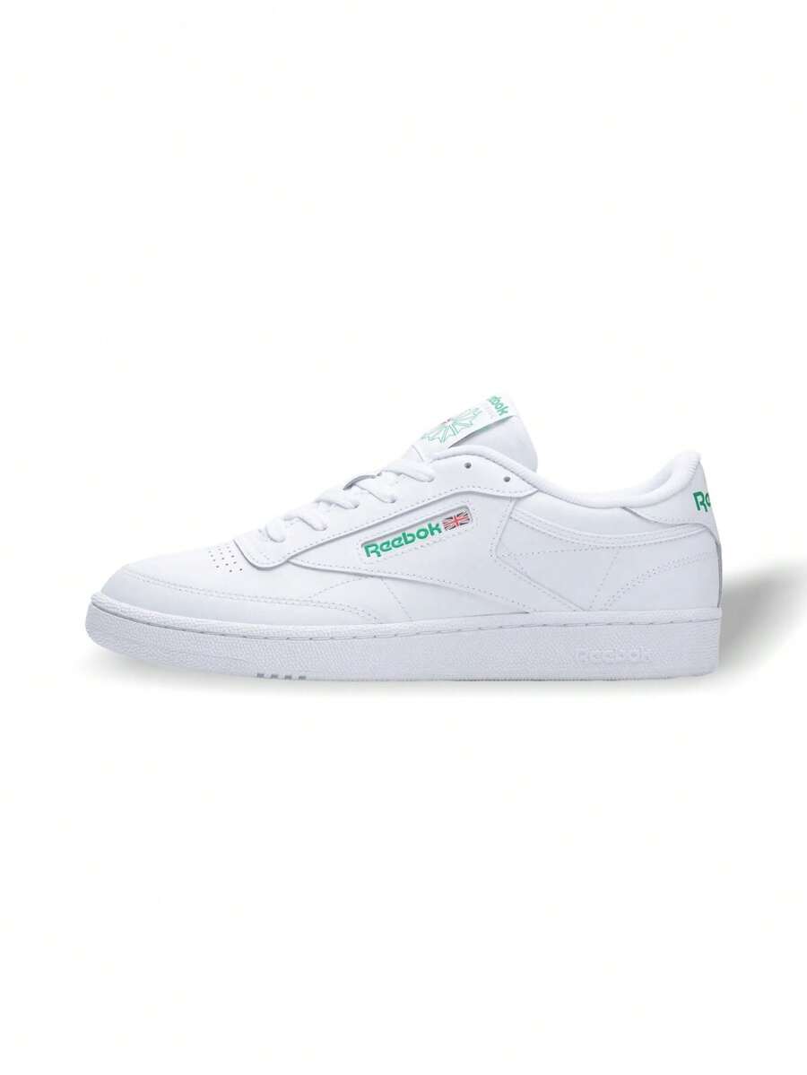 Reebok Giày nữ Club C kiểu dáng thường ngày, nhẹ, êm ái, thoáng khí, đế dày, có logo, thân thiện với da, đa năng, chất liệu da, thích hợp đi làm hàng ngày, tập gym, đi chơi, thư giãn, du lịch. Mã sản phẩm: 100000155 - Trắng/Xanh lá cây - Xem 1