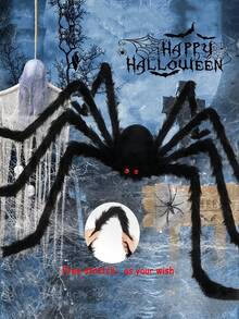 1 Piece, Black Spider Halloween Ghost Festival Decoration Item, 150cm Super-Large Spider, Bar Courtyard Decoration Prop, Simulated Plush Spider, Halloween Indoor And Outdoor Decoration Prop