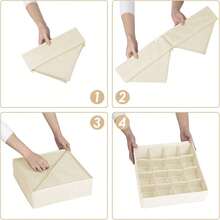 3件套抽屉分隔收纳架，20格衣柜收纳架和袜子收纳架，可收纳袜子、手帕、领带、腰带（灰色） - 灰色 - 查看 8