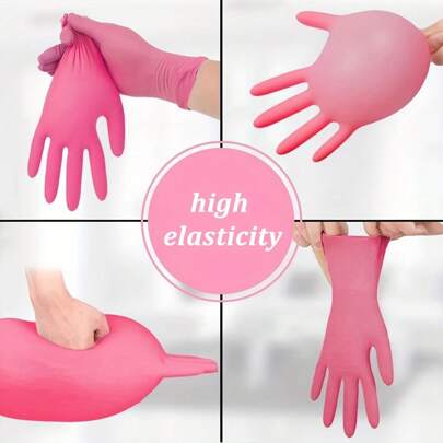 100pcs/Pack Rose Red Disposable Multi-Purpose Nitrile Gloves - Waterproof, Durable And Lightweight, Suitable For Household Cleaning, Pet Care, Dyeing - Lead And Alcohol-Free (S/M/L Size), Multifunctional Cleaning Gloves, Fashion Cleaning Gloves, Kitchen-Specific