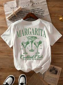 Plus Size Women's Summer Margarita Cocktail Graphic T-Shirt,Casual Comfort Top Daily Wear | Plus Size Women Clothes,Plus Size Tops,Tops Plus Size Women,Curvy Plus Size Clothes,Plus Tops,Plus Size T Shirts,Plus Size Maternity Clothes,Tshirts Women Plus Size,Birthday Gift - White - View 5